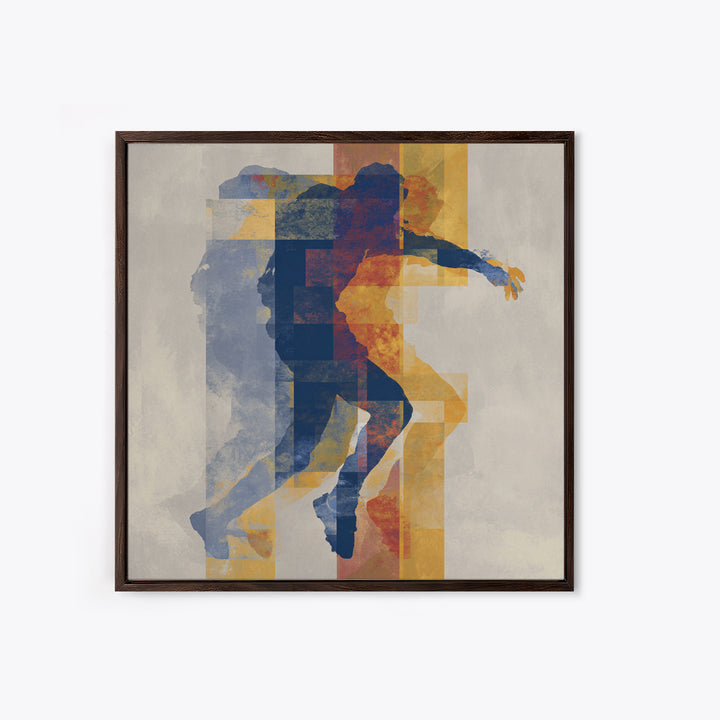 Large Monochrome Sports Action Figure Silhouette Framed Canvas Print, Basement Art, Bar Decor, Living Room Decor, Retreat, BAS-1x1-16