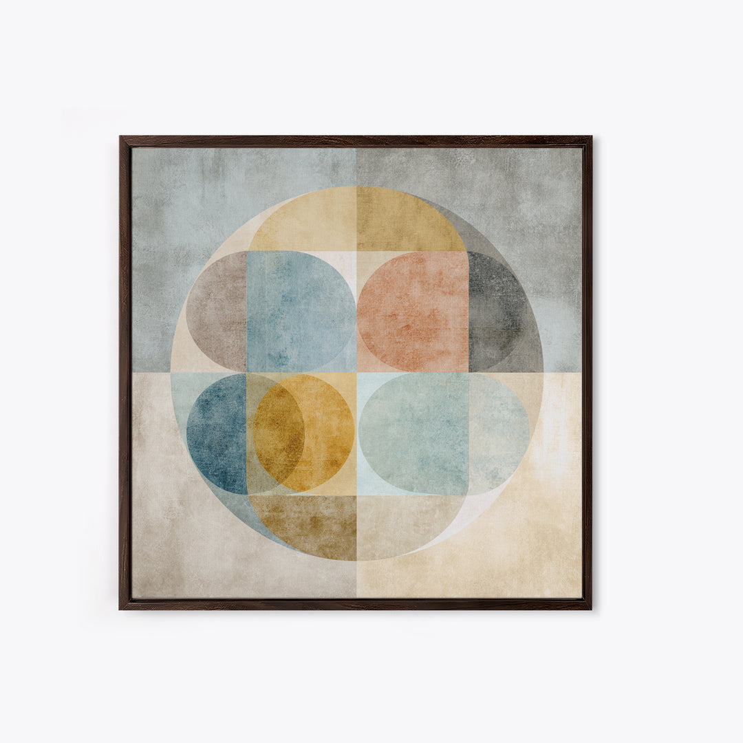 Dartboard Circular Color Composition Framed Canvas Print, Basement Art, Cocktail Prints, Living Room Decor, Abstract Art, BAS-1x1-42