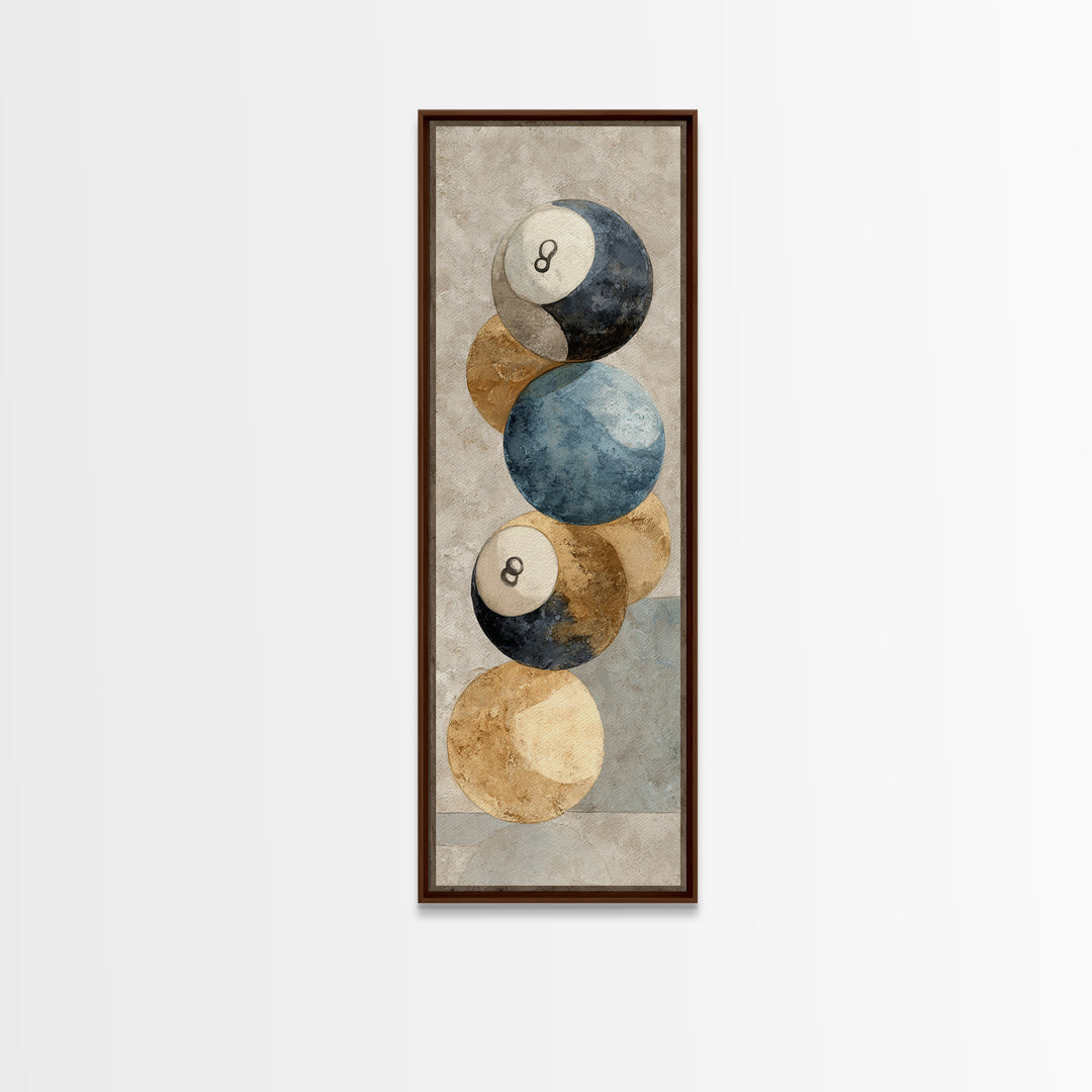 Bold Billiards Eight Ball Composition Canvas Print, Basement Art, Canvas, Living Room Decor, Fine Art, Retreat, Bar Art, BAS-1x3-40