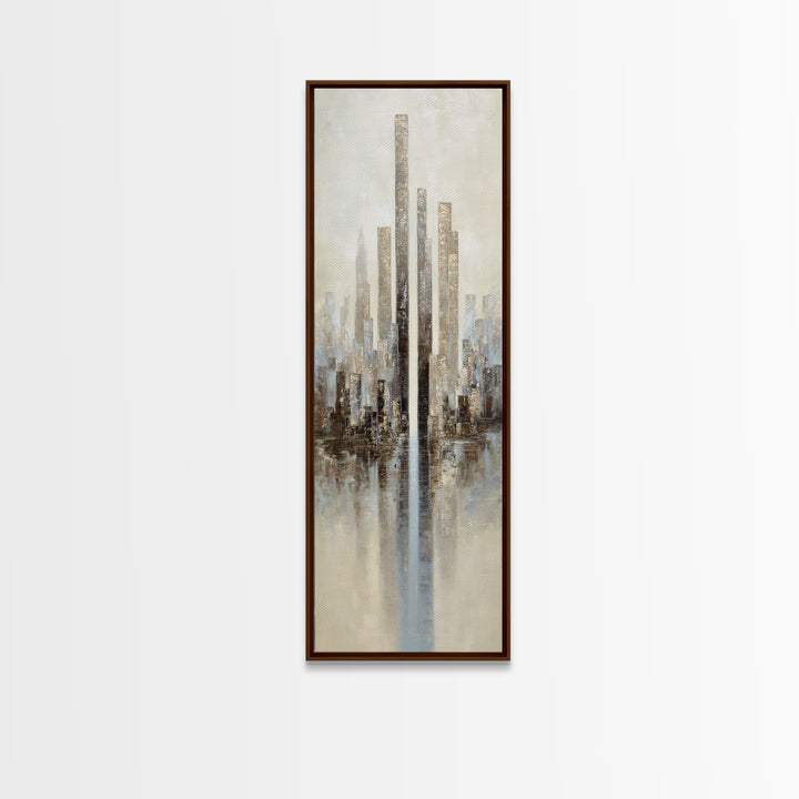 Dark Abstract City Skyline Canvas Print, Basement Art, Classroom Decor, Living Room Decor, Abstract Art, Retreat, BAS-1x3-43