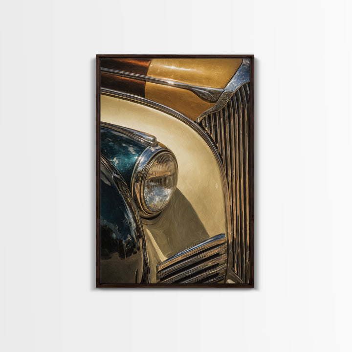 Classic Car Front Grill Closeup Canvas Print, Basement Art, Minimalist Decor, Living Room Decor, Retreat, Western Decor, BAS-2x3-54
