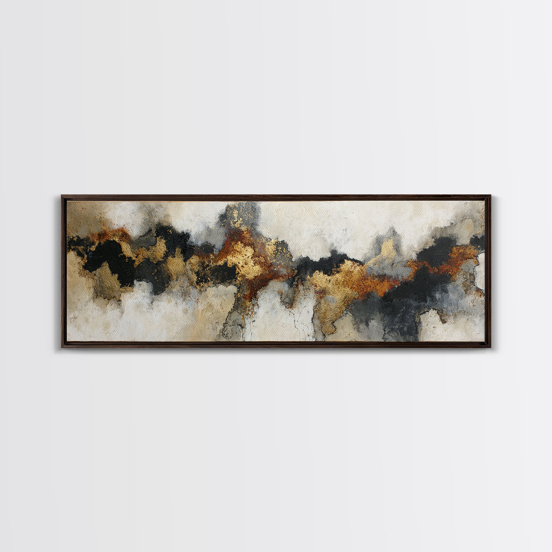 Moody Abstract Flames and Smoke Composition Canvas Print, Basement Art, Gallery Decor, Living Room Decor, Fine Art, Retreat, BAS-3x1-40