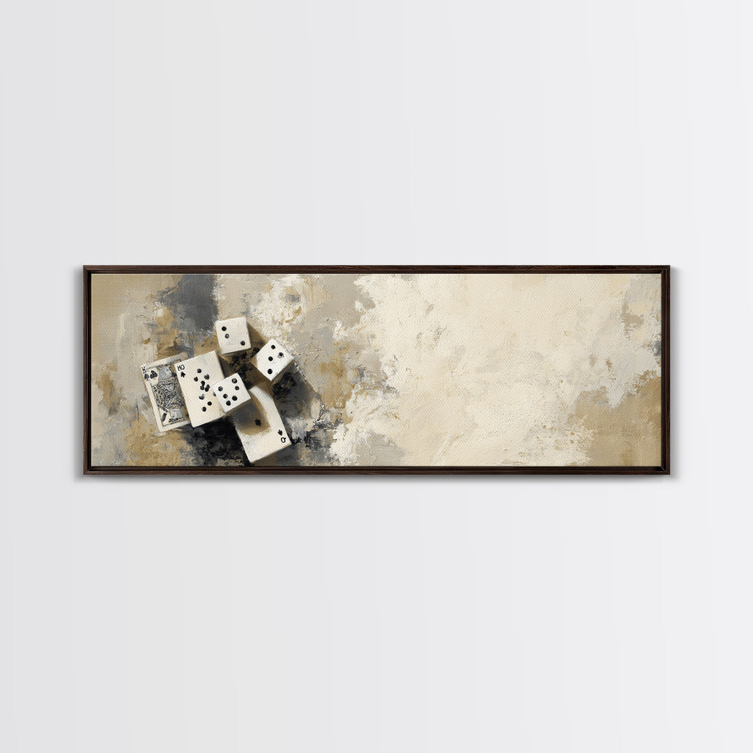 Poker Cards and Dice Canvas Print, Basement Art, Art Print, Living Room Decor, Retreat, Digital Wall Art, Classroom Decor, BAS-3x1-48