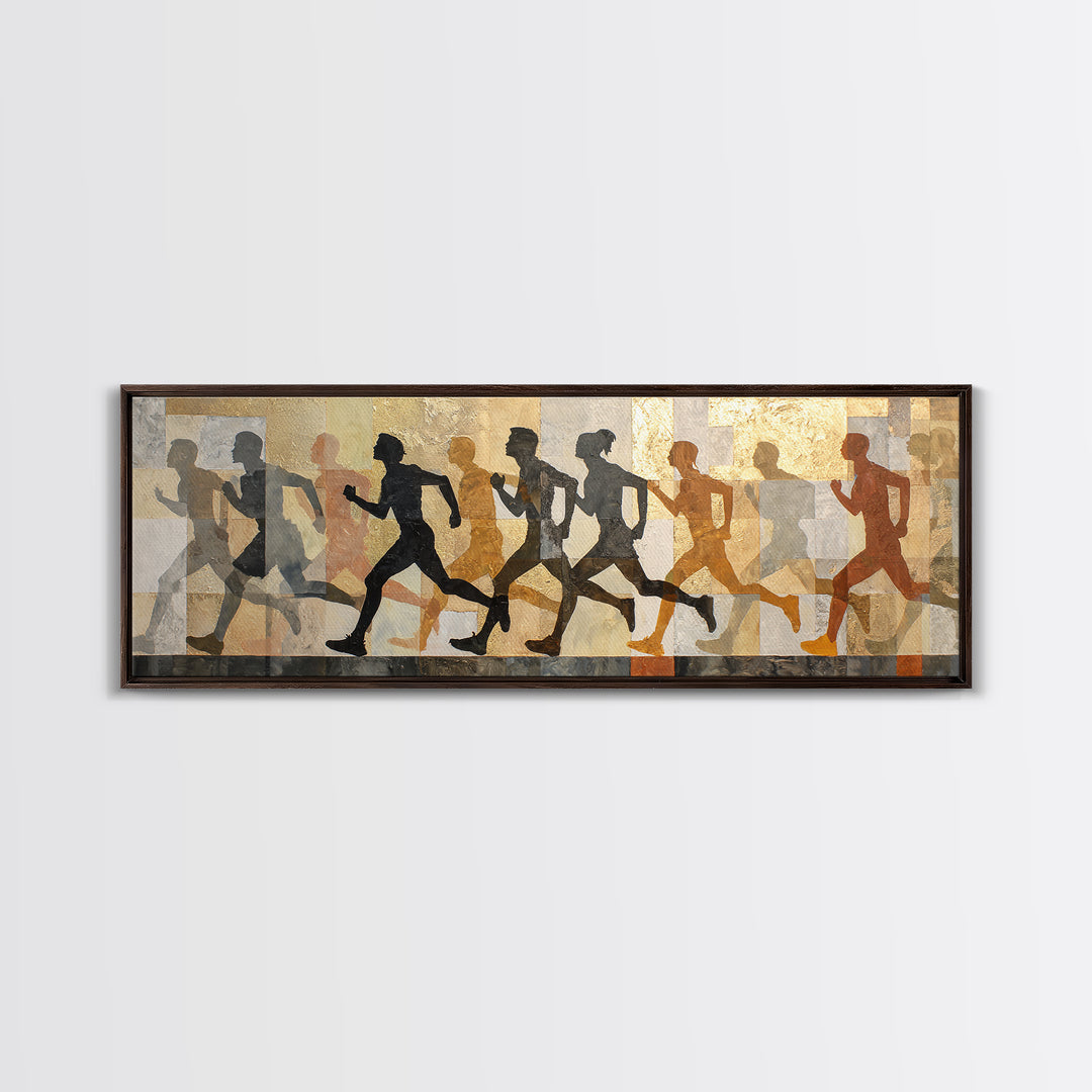 Large Monochrome Sports Action Figure Silhouette Canvas Print, Basement Art, Textured Painting, Living Room Decor, Retreat, BAS-3x1-56