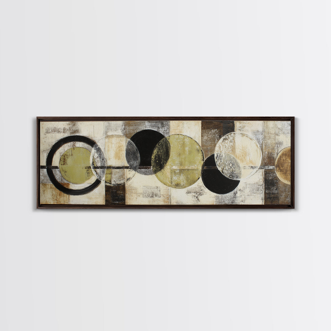 Vinyl Record and Headphones on Worn Wood Framed Canvas Print, Basement Art, Rustic Decor, Living Room Decor, Fine Art, Retreat, BAS-3x1-73