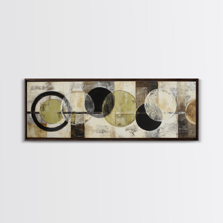 Vinyl Record and Headphones on Worn Wood Framed Canvas Print, Basement Art, Rustic Decor, Living Room Decor, Fine Art, Retreat, BAS-3x1-73