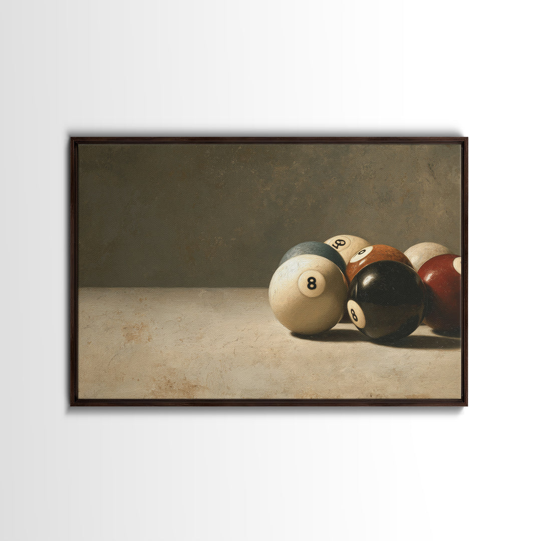 Bold Billiards Eight Ball Composition Canvas Print, Basement Art, Digital Art Download, Living Room Decor, Fine Art, Retreat, BAS-3x2-32