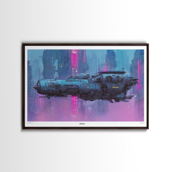 Retro Sci Fi Spaceship Poster for Entertainment Canvas Print, Basement Art, First Home Gift, Living Room Decor, Retreat, BAS-3x2-93