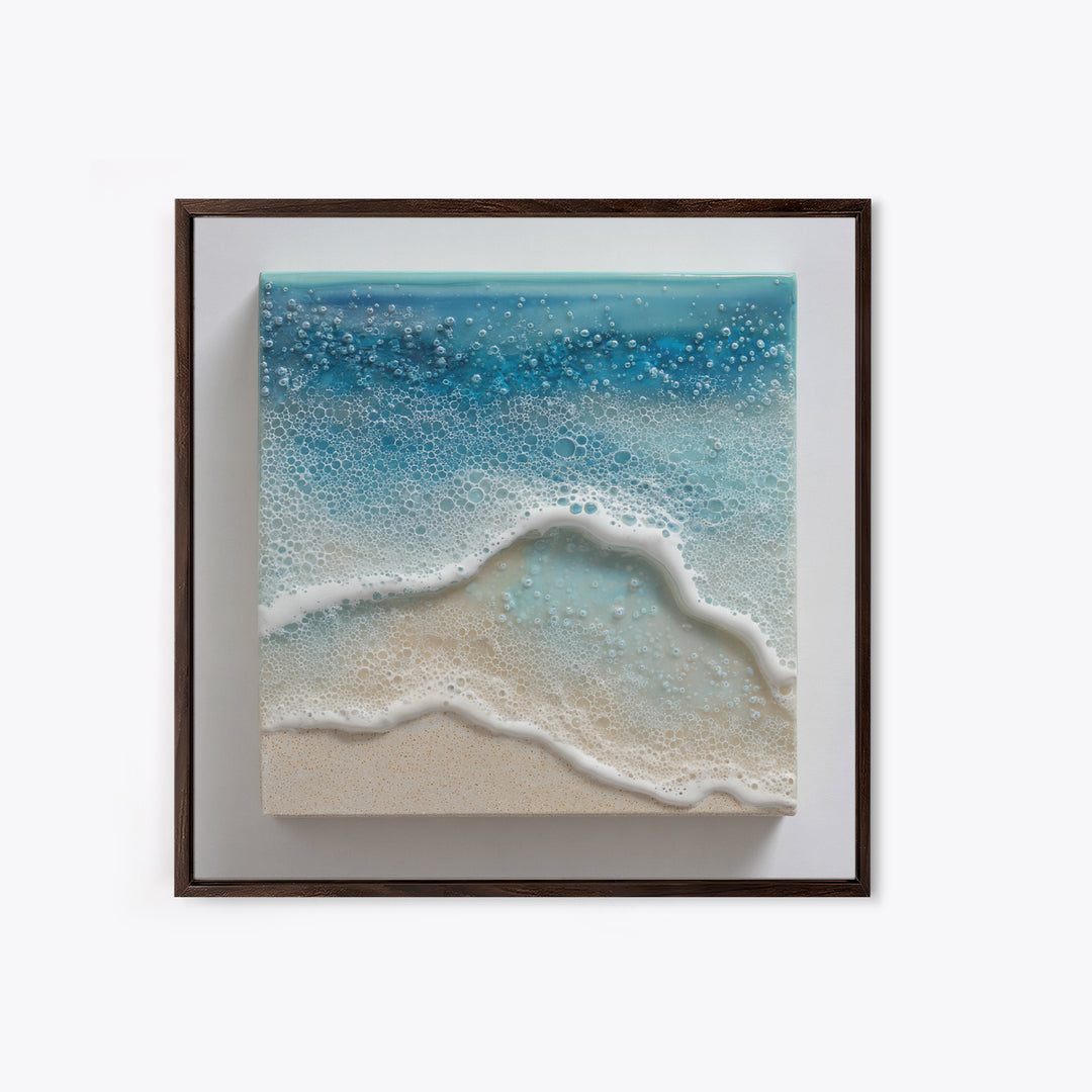 Calming Blue Ocean Wave Study Framed Canvas Print, Bathroom Art, Retro Wall Art, Bathroom Decor, Fine Art, Spa, Modern Decor, BAT-1x1-1