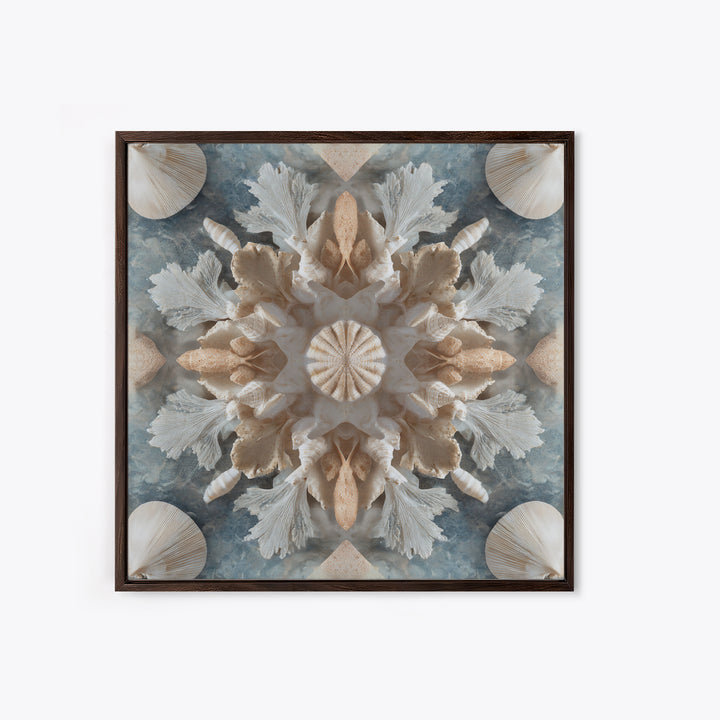Coral and Shell Arrangement Framed Canvas Print, Bathroom Art, Bathroom Decor, Fine Art, Spa, Bathroom Accessories, Modern Art, BAT-1x1-11
