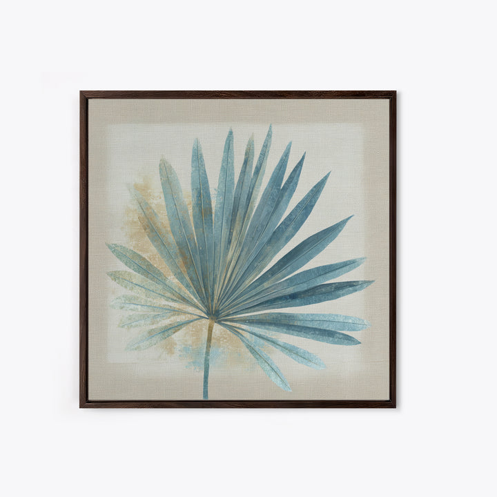 Simple Palm Frond on Off White Linen Canvas Print, Bathroom Art, Bathroom Decor, Abstract Art, Spa, Modern Wall Art, BAT-1x1-23