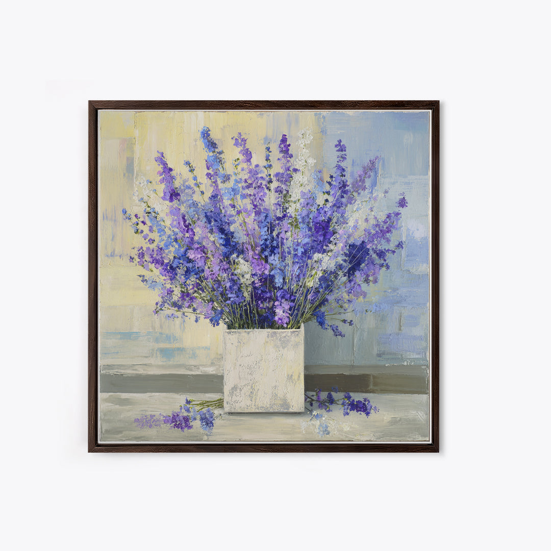 Lavender Sprigs in a Ceramic Vase Canvas Print, Bathroom Art, Bathroom Wall Art, Bathroom Decor, Watercolor Art, Spa, BAT-1x1-36