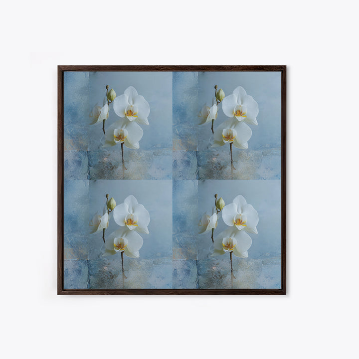 White Orchid on Warm Stone Background Framed Canvas Print, Bathroom Art, Unique Wall Art, Bathroom Decor, Fine Art, Spa, BAT-1x1-52