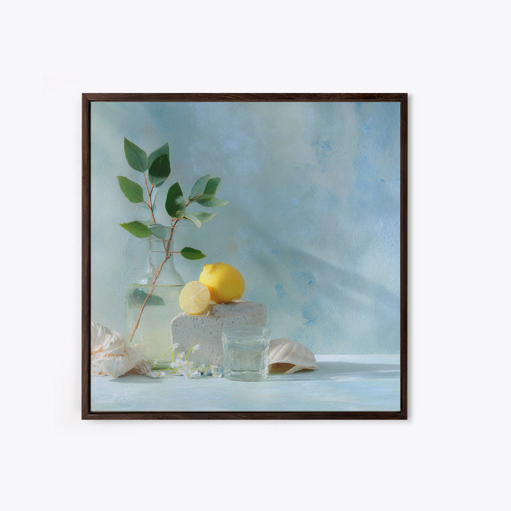 Lemon and Botanical Still Life Framed Canvas Print, Bathroom Art, Funny Bathroom Art, Bathroom Decor, Fine Art, Spa, Art Print, BAT-1x1-78