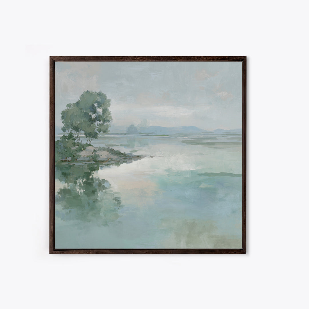 Misty Lake Scene Canvas Print, Bathroom Art, Fine Art Print, Bathroom Decor, Oil Painting, Spa, Poster, Digital Art, Printable, BAT-1x1-81