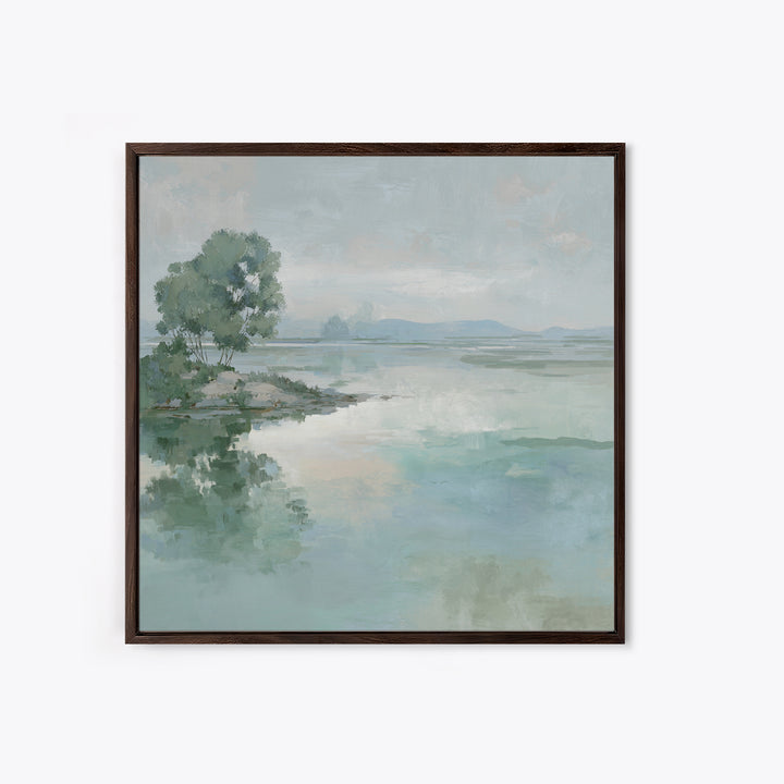Misty Lake Scene Canvas Print, Bathroom Art, Fine Art Print, Bathroom Decor, Oil Painting, Spa, Poster, Digital Art, Printable, BAT-1x1-81