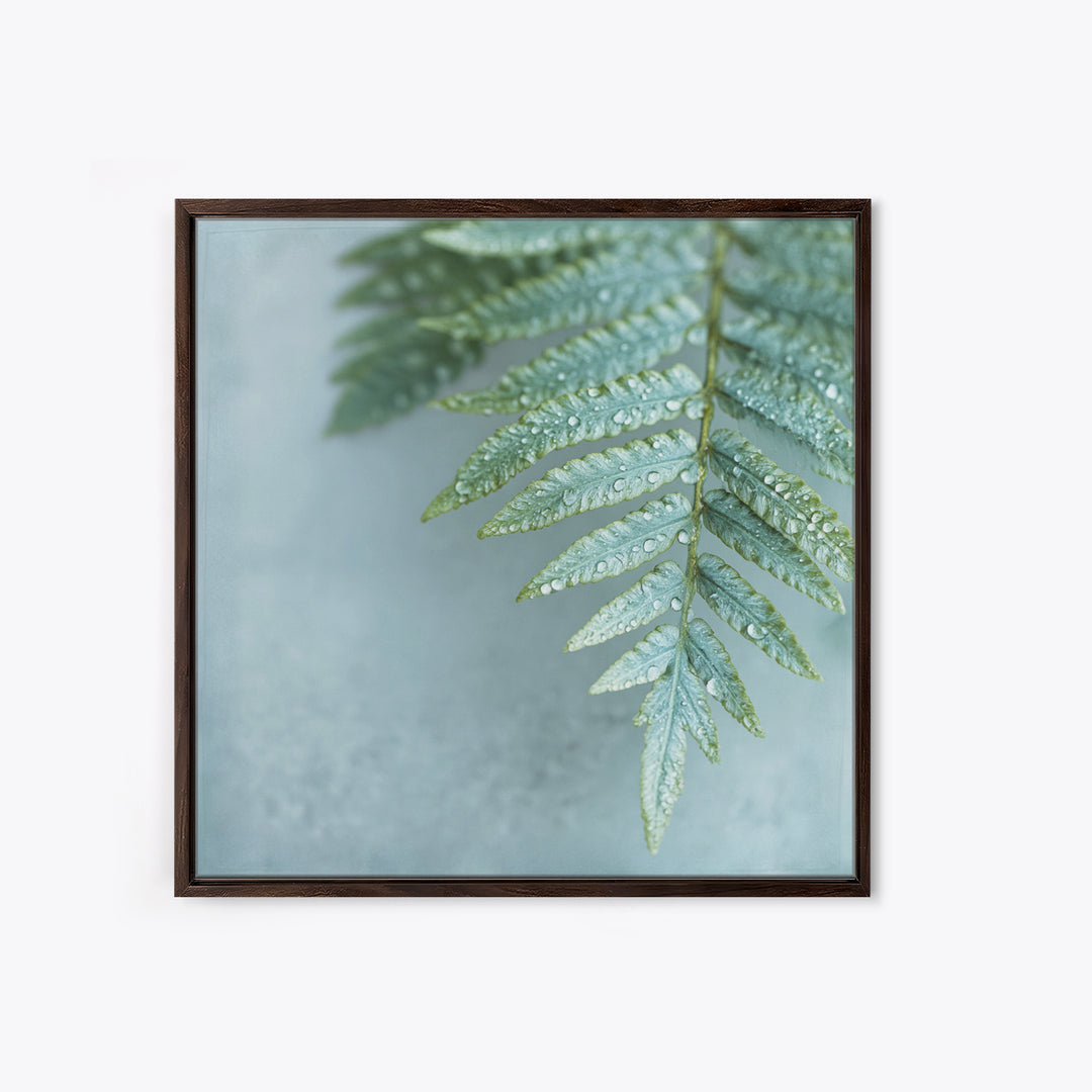 Green Fern Frond Closeup Canvas Print, Bathroom Art, Halloween Art, Bathroom Decor, Oil Painting, Spa, Textured Painting, BAT-1x1-82