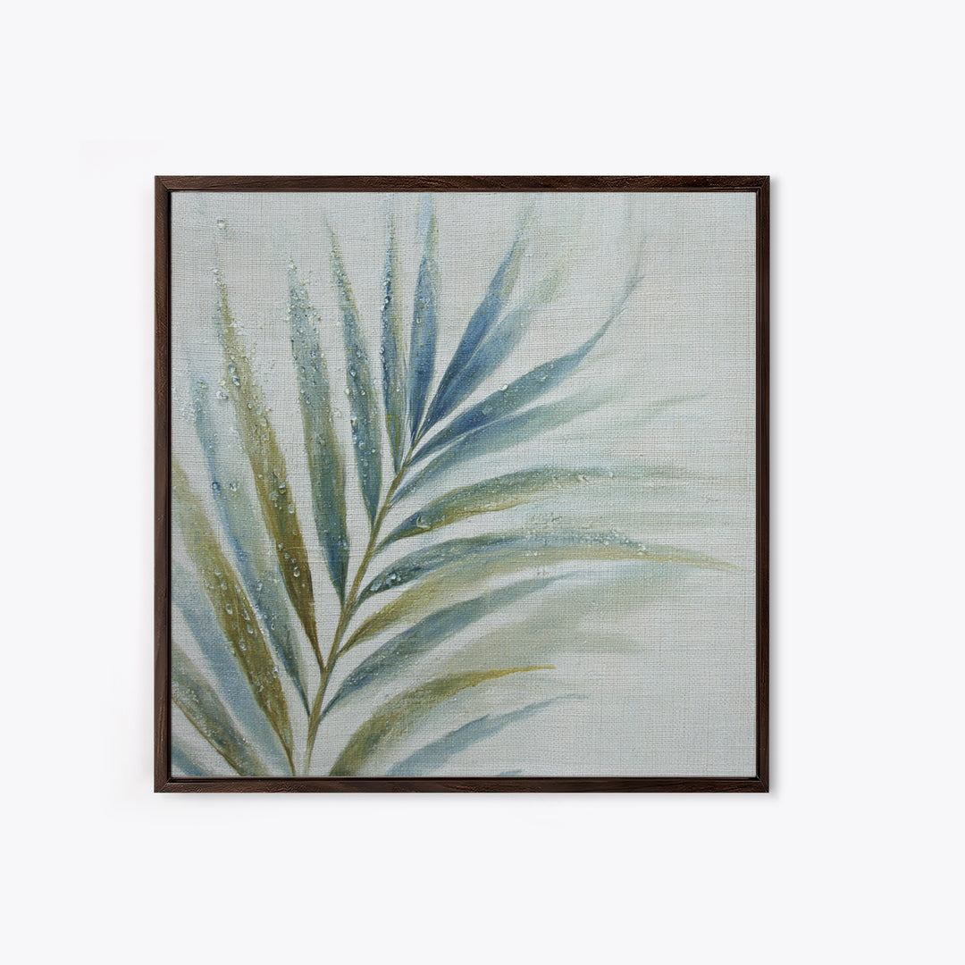 Simple Palm Frond on Off White Linen Canvas Print, Bathroom Art, Bathroom Print, Bathroom Decor, Abstract Art, Spa, BAT-1x1-95