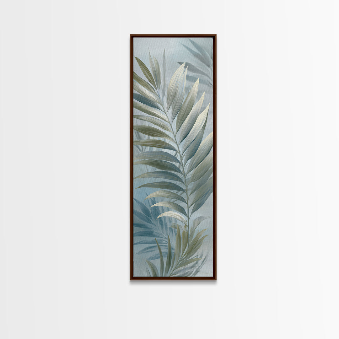 Simple Palm Frond on Off White Linen Canvas Print, Bathroom Art, Bathroom Wall Art, Bathroom Decor, Spa, Retro Wall Art, BAT-1x3-11