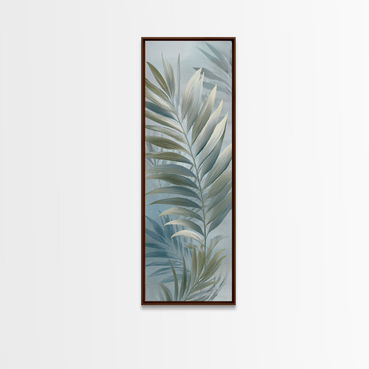 Simple Palm Frond on Off White Linen Canvas Print, Bathroom Art, Bathroom Wall Art, Bathroom Decor, Spa, Retro Wall Art, BAT-1x3-11