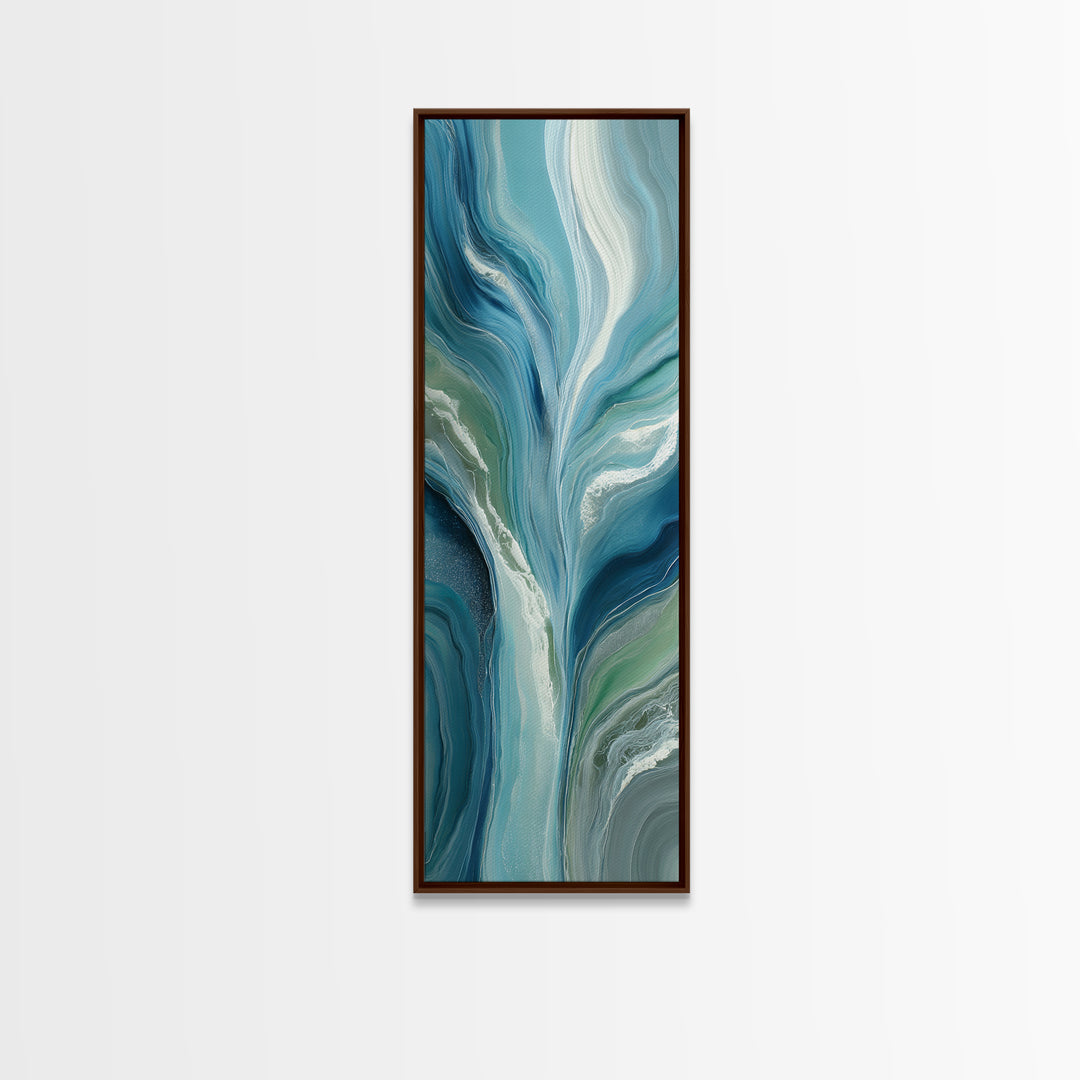 Calming Blue Ocean Wave Study Canvas Print, Bathroom Art, Halloween Art, Bathroom Decor, Oil Painting, Spa, Textured Painting, BAT-1x3-13