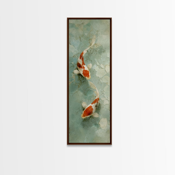 Minimal Koi Fish Swimming Through Clear Water Framed Canvas Print, Bathroom Art, Bathroom Print, Bathroom Decor, Fine Art, Spa, BAT-1x3-20