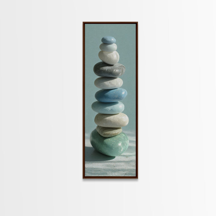 Monochrome Pebble Stack Canvas Print, Bathroom Art, Textured Painting, Bathroom Decor, Fine Art, Spa, Bathroom Wall Art, BAT-1x3-25