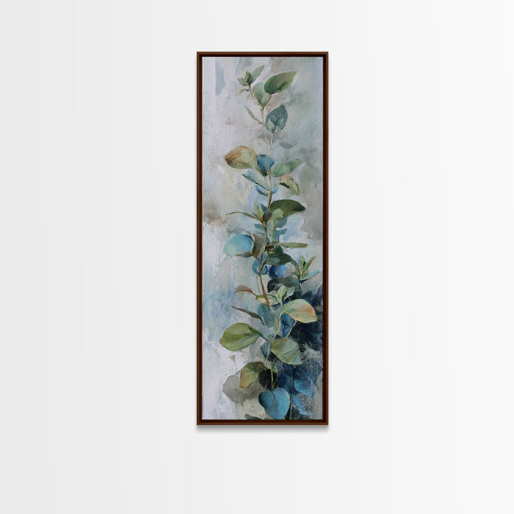 Sunlit Window Plant Shadow on Plaster Framed Canvas Print, Bathroom Art, Modern Wall Art, Bathroom Decor, Oil Painting, Spa, BAT-1x3-30