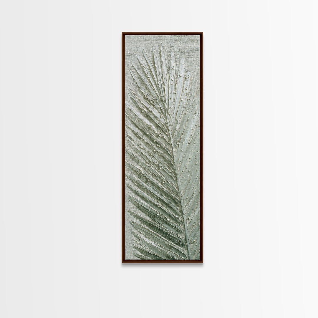 Simple Palm Frond on Off White Linen Canvas Print, Bathroom Art, Fine Art Print, Bathroom Decor, Abstract Art, Spa, Poster, BAT-1x3-35