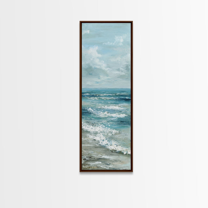 Calming Blue Ocean Wave Study Canvas Print, Bathroom Art, Halloween Art, Bathroom Decor, Oil Painting, Spa, Textured Painting, BAT-1x3-37