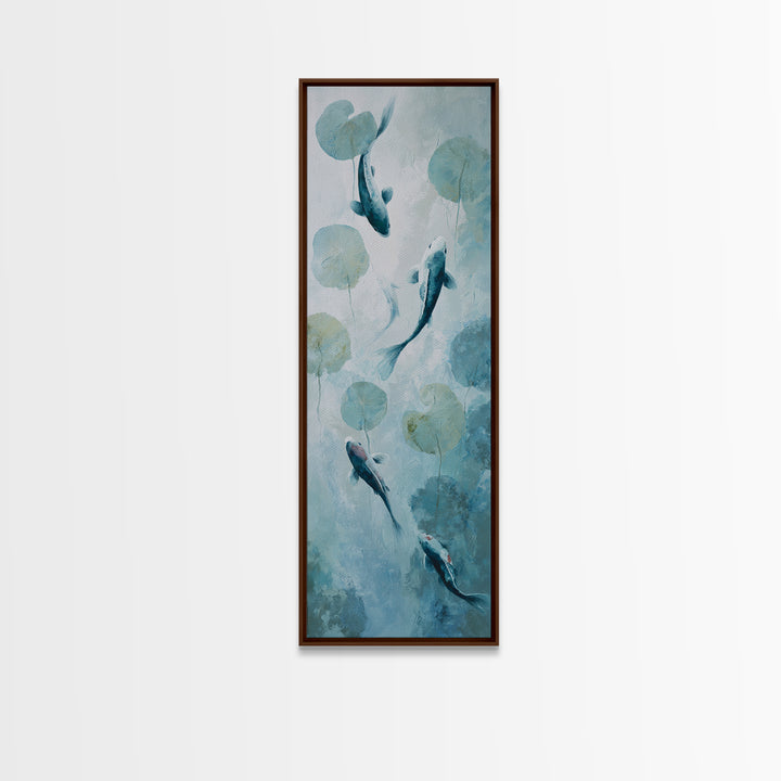 Minimal Koi Fish Swimming Through Clear Water Canvas Print, Bathroom Art, Statement Artwork, Bathroom Decor, Fine Art, Spa, BAT-1x3-44