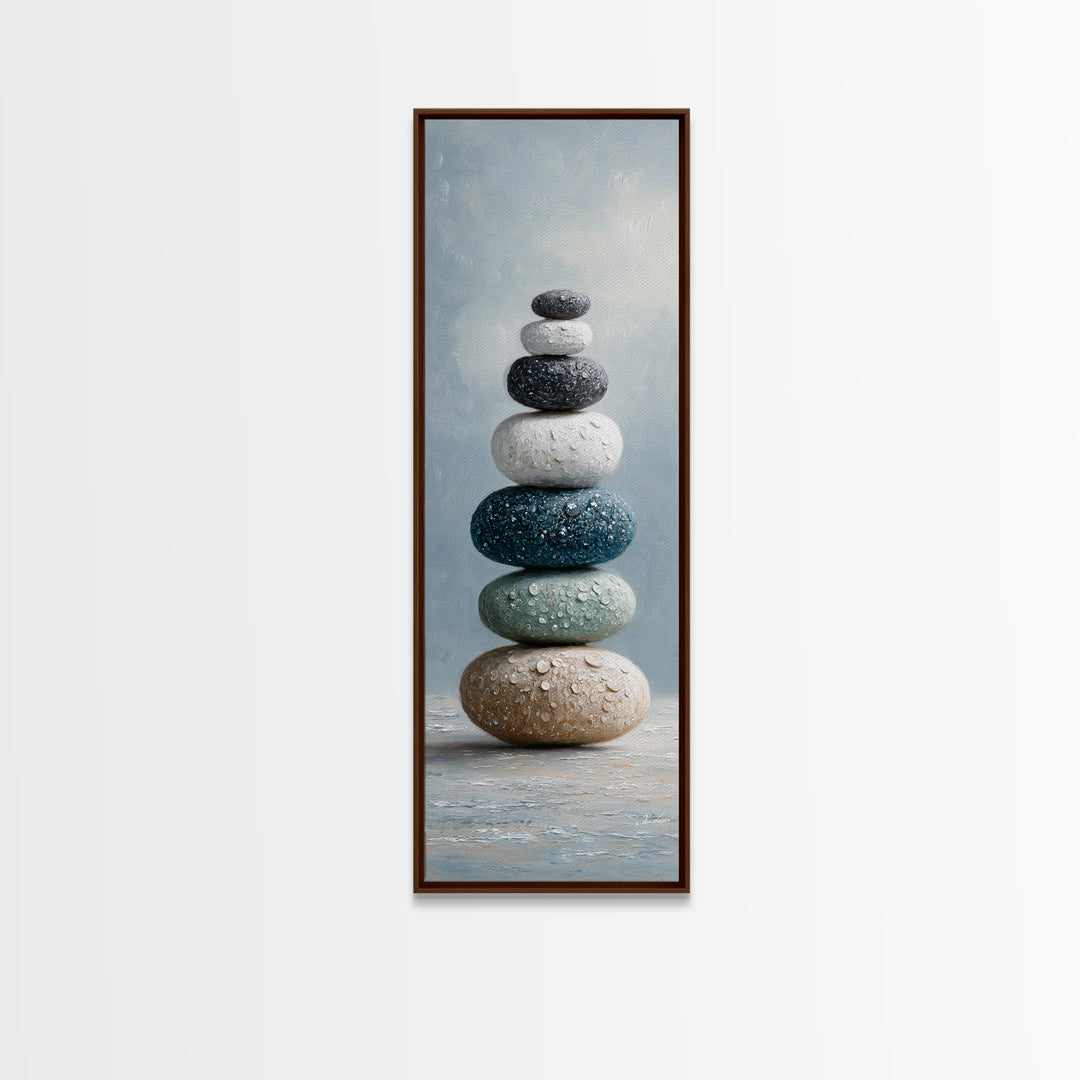Monochrome Pebble Stack Canvas Print, Bathroom Art, Modern Wall Art, Bathroom Decor, Fine Art, Spa, Wall Decor, Neutral Decor, BAT-1x3-49