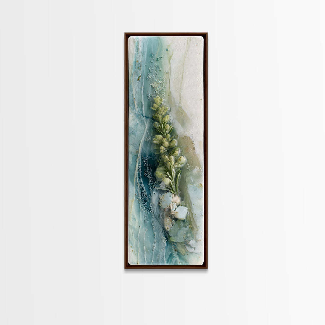 Botanical Bath Herb Arrangement Framed Canvas Print, Bathroom Art, Bathroom Wallpaper, Bathroom Decor, Fine Art, Spa, BAT-1x3-53