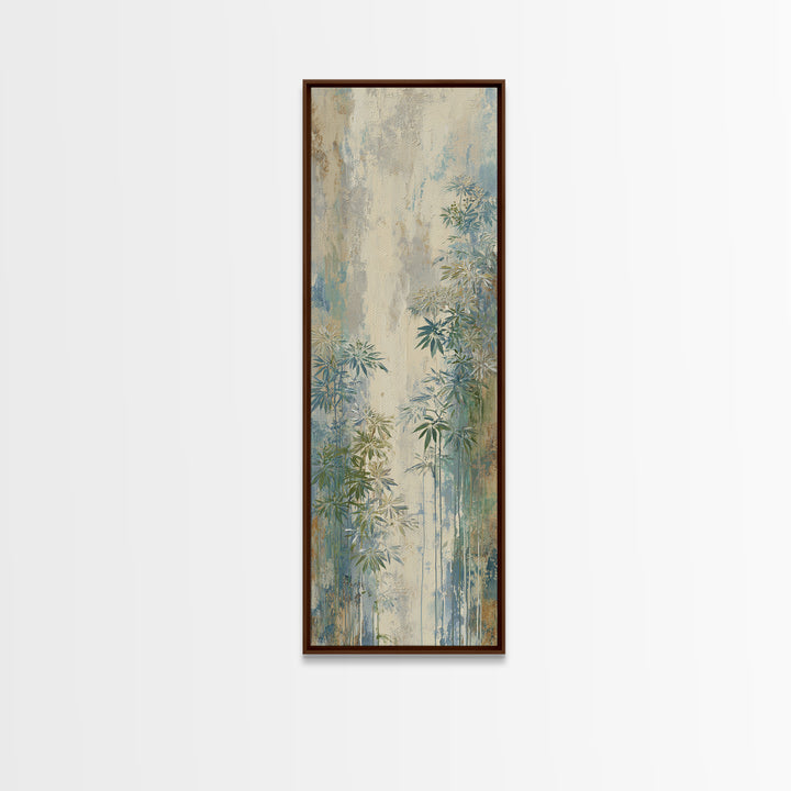 Sunlit Window Plant Shadow on Plaster Framed Canvas Print, Bathroom Art, Modern Wall Art, Bathroom Decor, Oil Painting, Spa, BAT-1x3-54