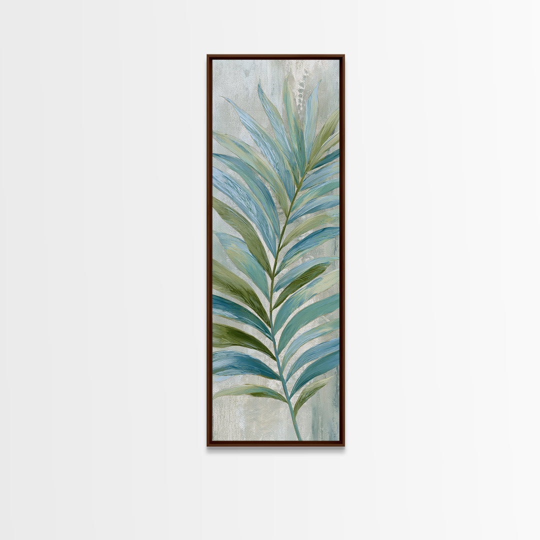 Simple Palm Frond on Off White Linen Canvas Print, Bathroom Art, Home Decor, Bathroom Decor, Fine Art, Spa, Canvas Wall Art, BAT-1x3-59