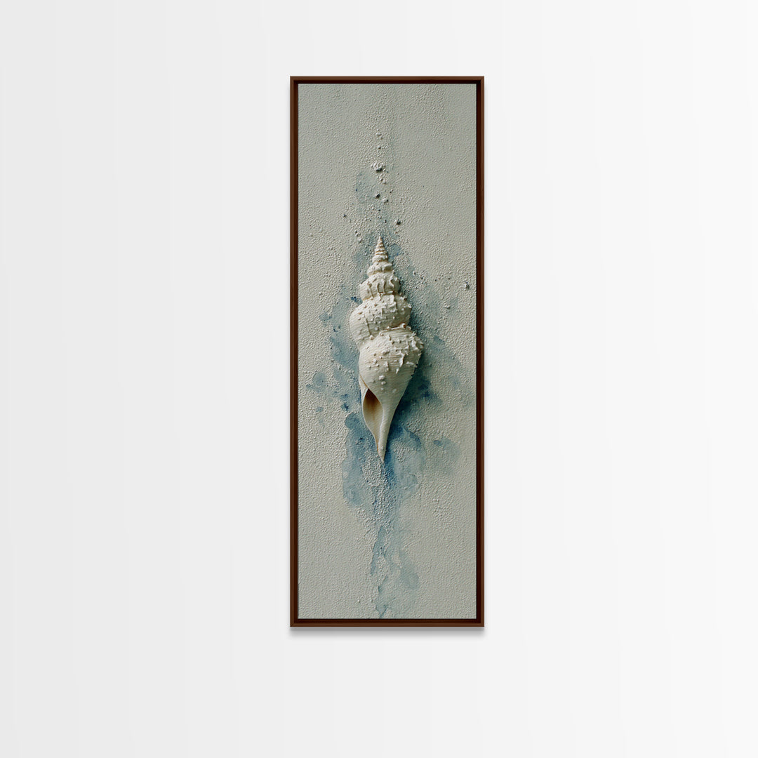 Minimal Seashell Still Life on Pale Sand Canvas Print, Bathroom Art, Custom Pet Portrait, Bathroom Decor, Oil Painting, Spa, BAT-1x3-63