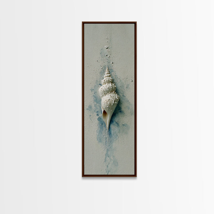 Minimal Seashell Still Life on Pale Sand Canvas Print, Bathroom Art, Custom Pet Portrait, Bathroom Decor, Oil Painting, Spa, BAT-1x3-63