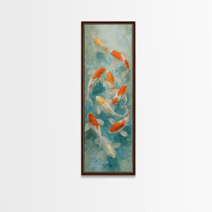 Minimal Koi Fish Swimming Through Clear Water Canvas Print, Bathroom Art, Poster, Bathroom Decor, Fine Art, Spa, Digital Print, BAT-1x3-68