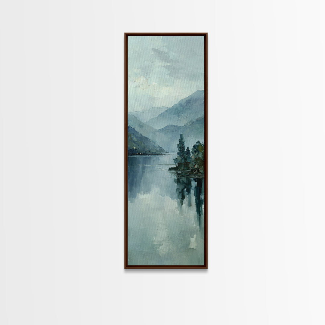 Misty Lake Scene Framed Canvas Print, Bathroom Art, Bathroom Print, Bathroom Decor, Fine Art, Spa, Minimalist Decor, BAT-1x3-69