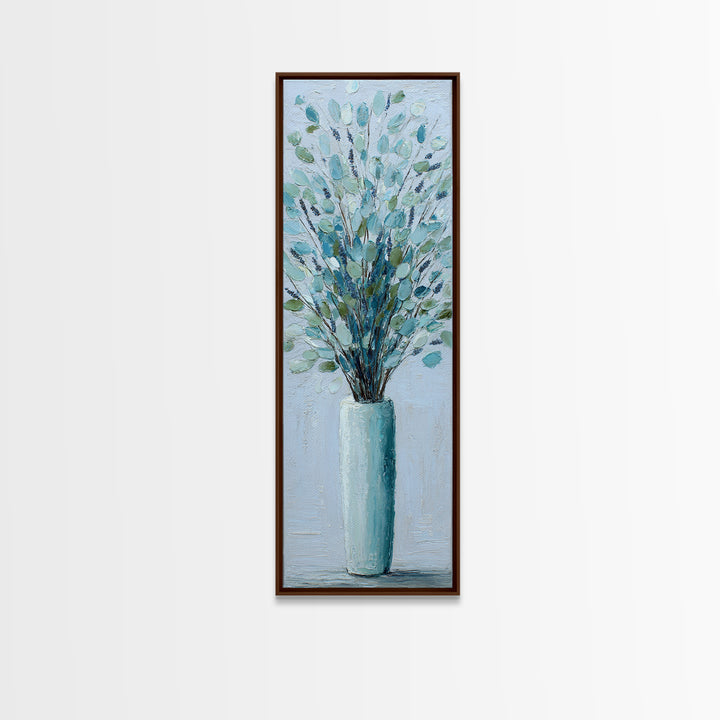 Lavender Sprigs in a Ceramic Vase Canvas Print, Bathroom Art, Digital Art, Bathroom Decor, Fine Art, Spa, Dopamine Decor, BAT-1x3-72
