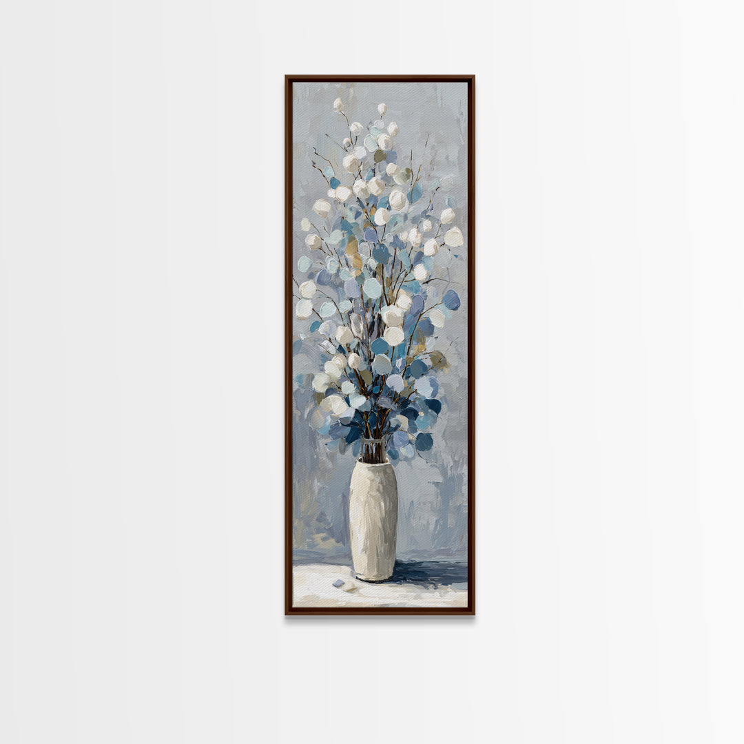 Lavender Sprigs in a Ceramic Vase Framed Canvas Print, Bathroom Art, Bathroom Wall Art, Bathroom Decor, Abstract Art, Spa, BAT-1x3-96