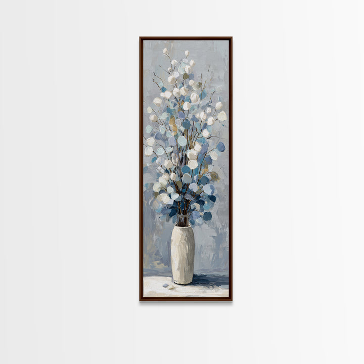 Lavender Sprigs in a Ceramic Vase Framed Canvas Print, Bathroom Art, Bathroom Wall Art, Bathroom Decor, Abstract Art, Spa, BAT-1x3-96