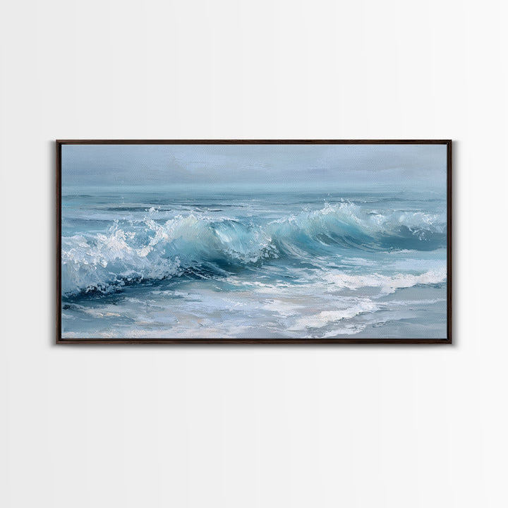 Calming Blue Ocean Wave Study Canvas Print, Bathroom Art, Luxury Decor, Bathroom Decor, Fine Art, Spa, Digital Wall Art, BAT-2x1-21