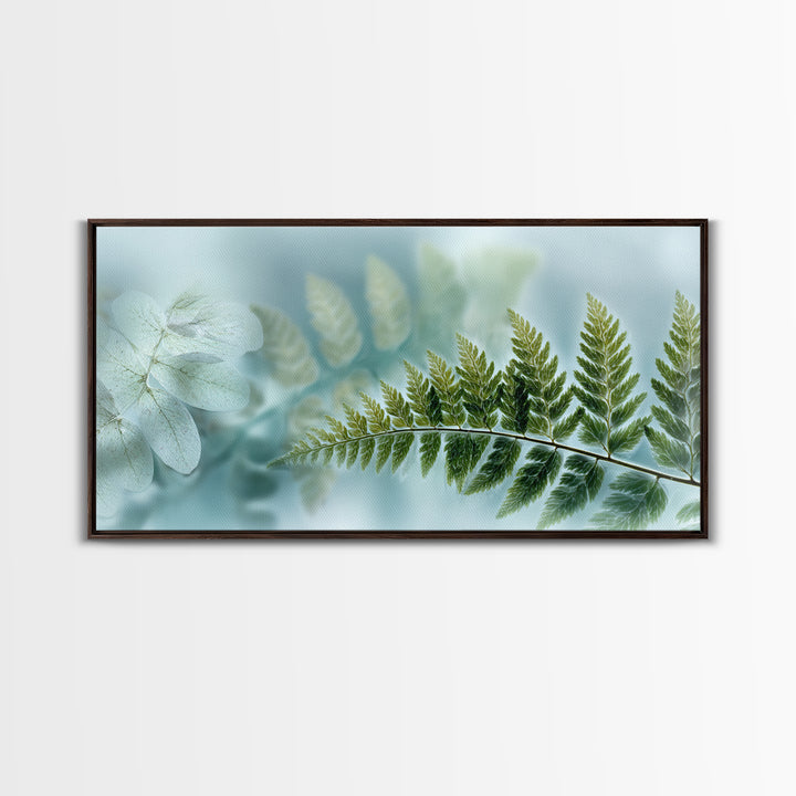 Green Fern Frond Closeup Framed Canvas Print, Bathroom Art, Modern Decor, Bathroom Decor, Fine Art, Spa, Home Decor, Poster, BAT-2x1-30