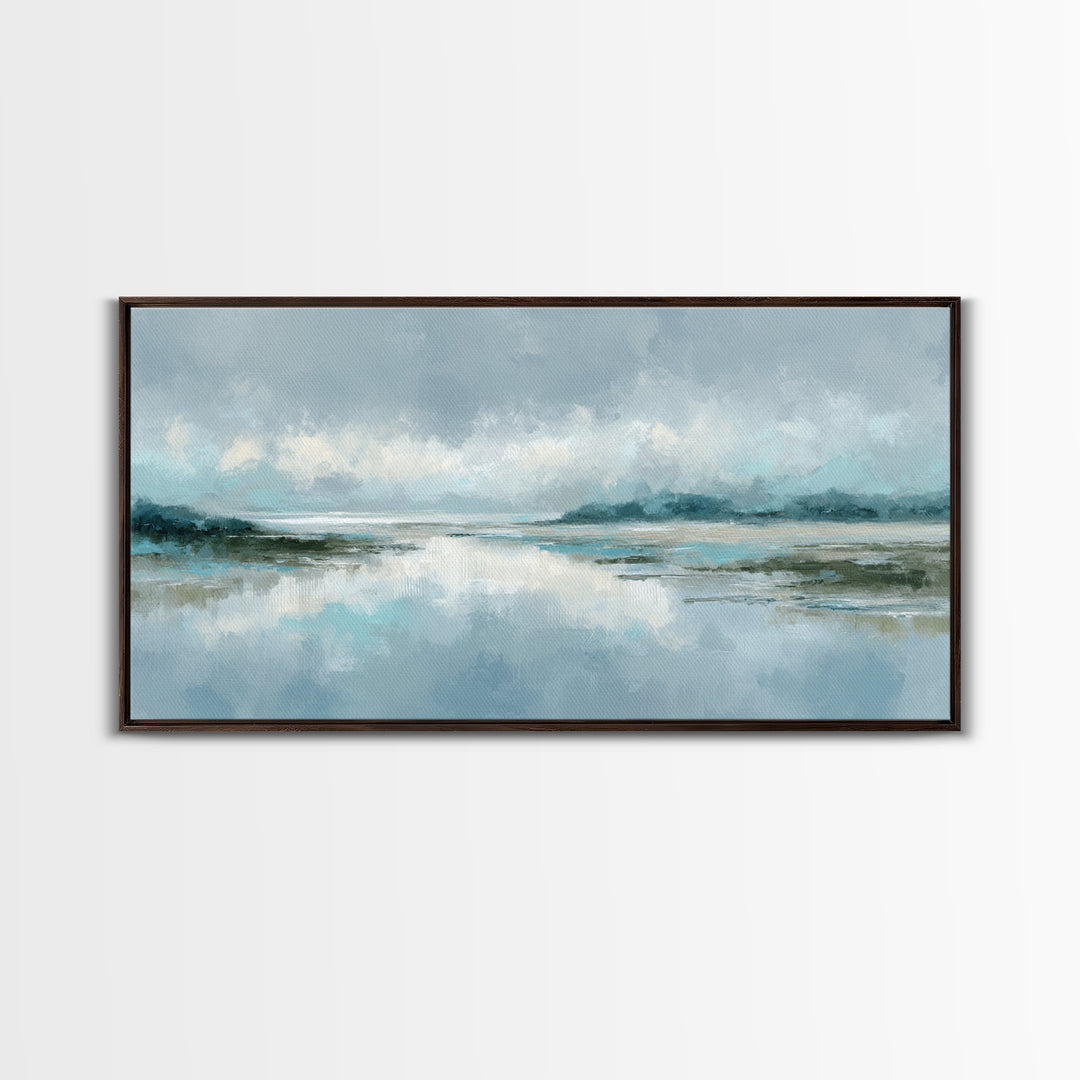 Misty Lake Scene Canvas Print, Bathroom Art, Home Decor, Bathroom Decor, Fine Art, Spa, Canvas Wall Art, Digital Print, BAT-2x1-53