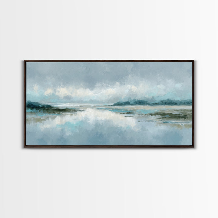 Misty Lake Scene Canvas Print, Bathroom Art, Home Decor, Bathroom Decor, Fine Art, Spa, Canvas Wall Art, Digital Print, BAT-2x1-53