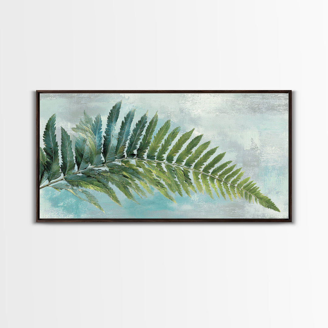 Green Fern Frond Closeup Framed Canvas Print, Bathroom Art, Modern Decor, Bathroom Decor, Fine Art, Spa, Home Decor, Poster, BAT-2x1-6