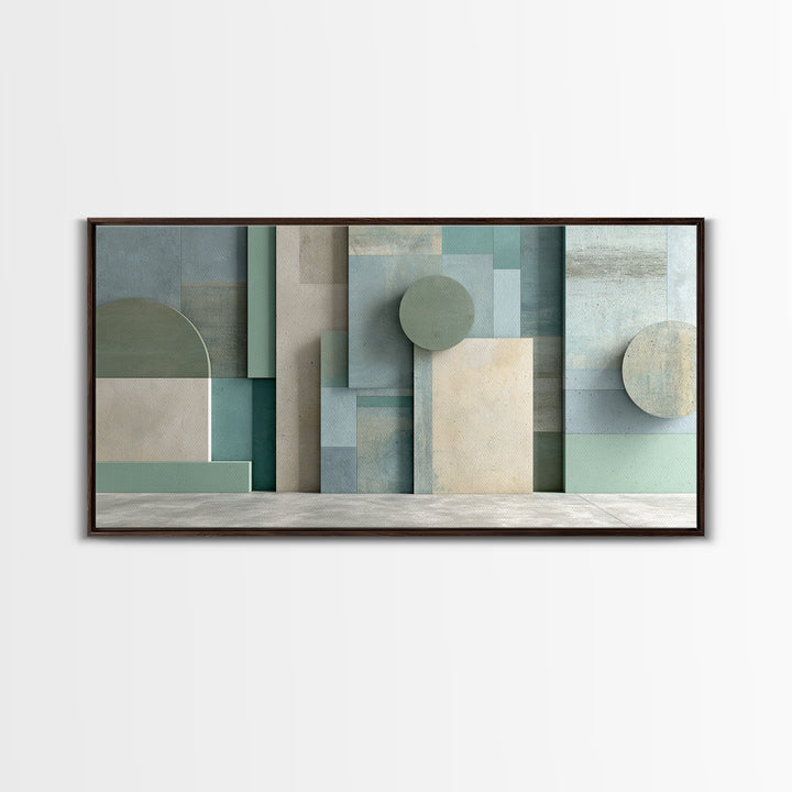 Clean Geometric Forms Framed Canvas Print, Bathroom Art, Minimalist Decor, Bathroom Decor, Fine Art, Spa, Wall Hanging, BAT-2x1-65
