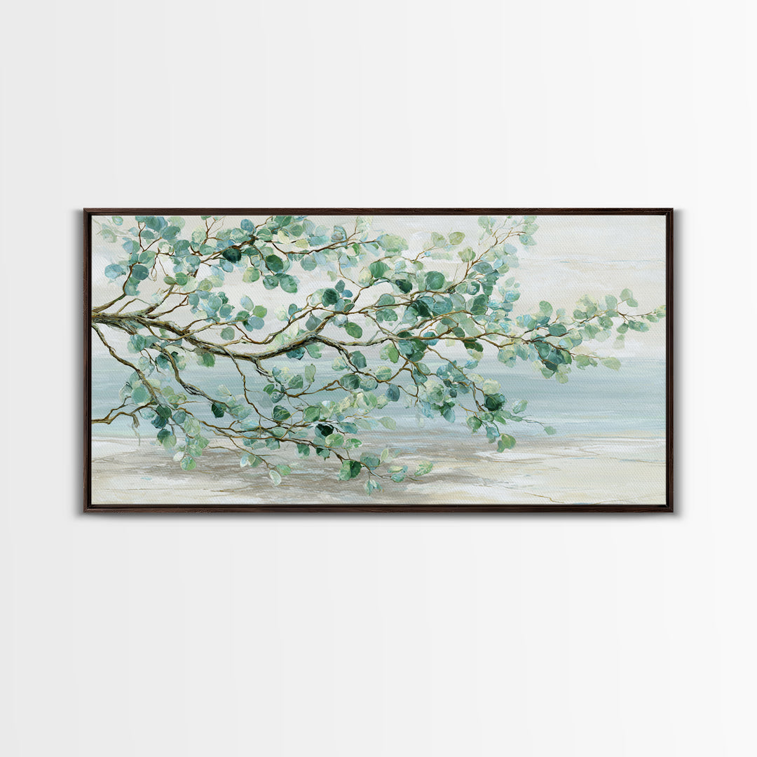 Spa Eucalyptus Branch Canvas Print, Bathroom Art, Minimalist Decor, Bathroom Decor, Oil Painting, Spa, Wall Hanging, BAT-2x1-70
