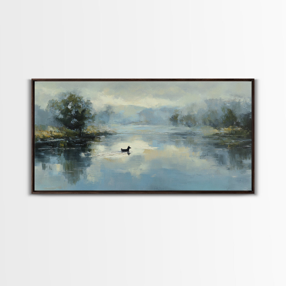 Misty Lake Scene Canvas Print, Bathroom Art, Home Decor, Bathroom Decor, Fine Art, Spa, Canvas Wall Art, Digital Print, BAT-2x1-77
